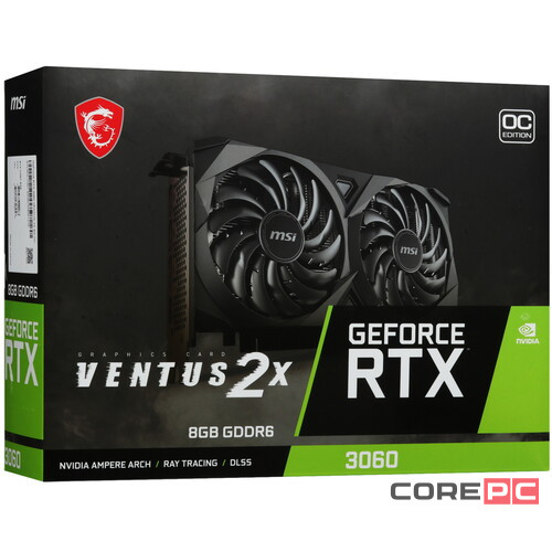 Видеокарта MSI (RTX 3060 VENTUS 2X 8G OC) GeForce RTX 3060 8Gb VENTUS 2X OC