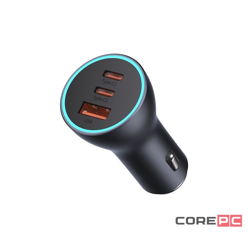 Автомобильное заряд. устр. Baseus Golden Contactor Pro Triple Charger 1USB/2C 65W CGJP010013 серое