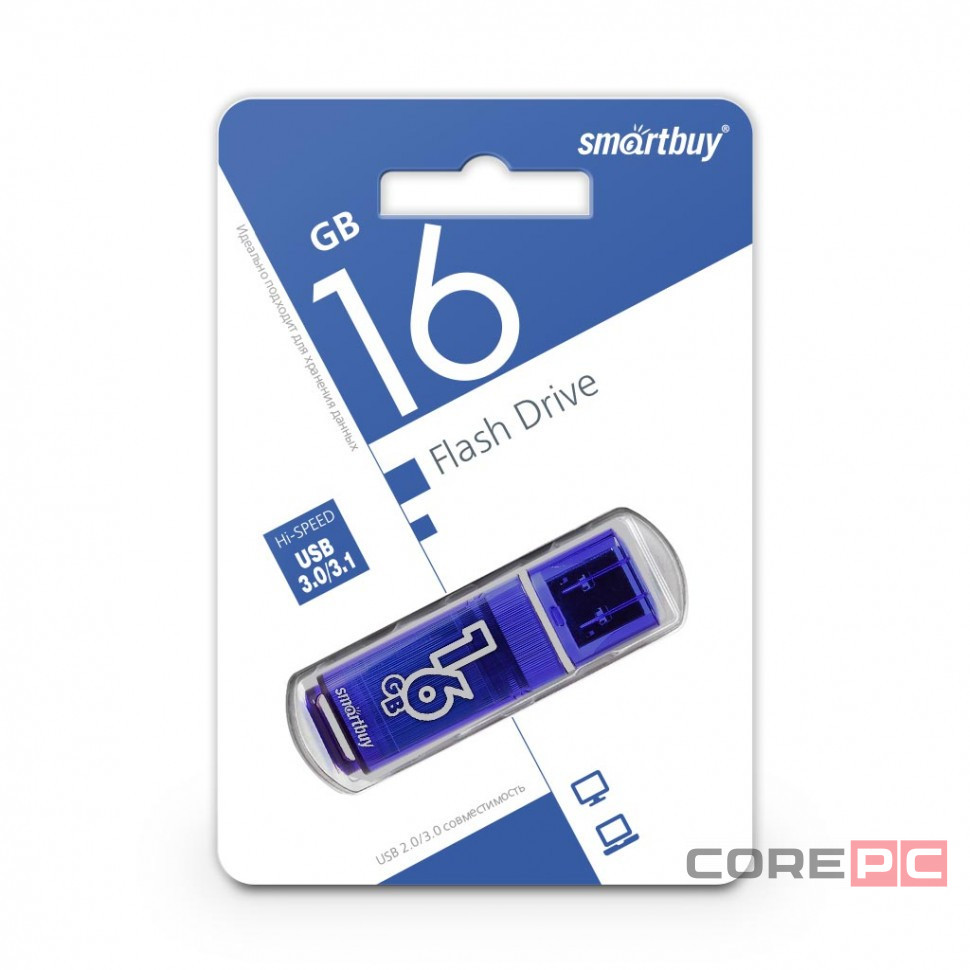 3.0 USB флеш накопитель Smartbuy 16GB Glossy series Dark Blue (SB16GBGS-DB)