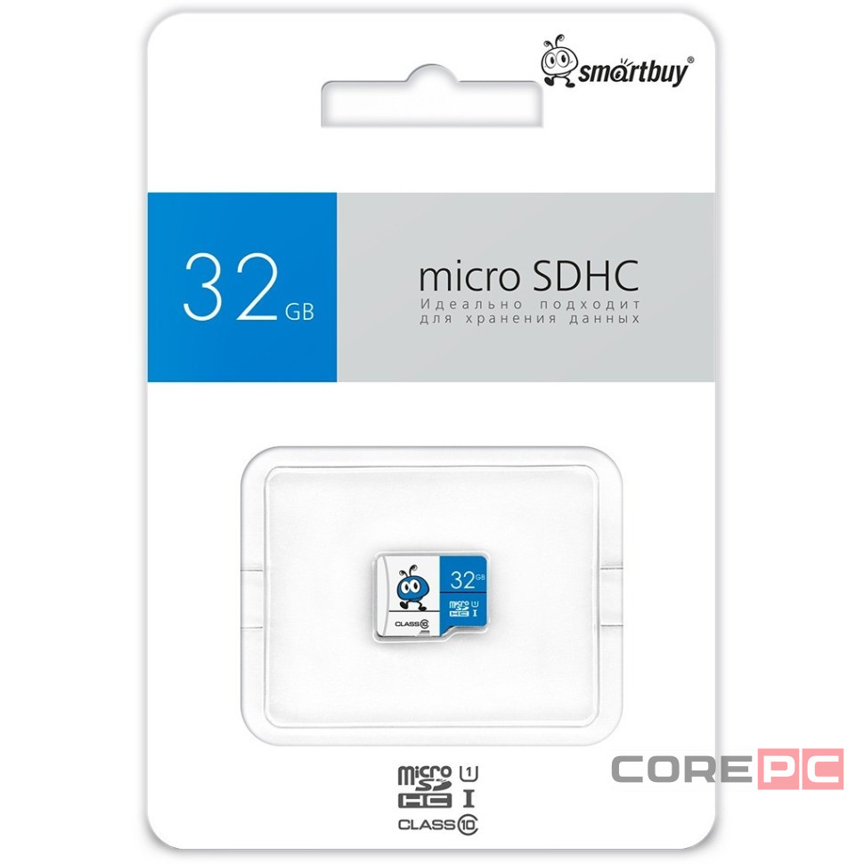 micro SDHC карта памяти Smartbuy 032GB UHS-I BLUE (без адаптеров)