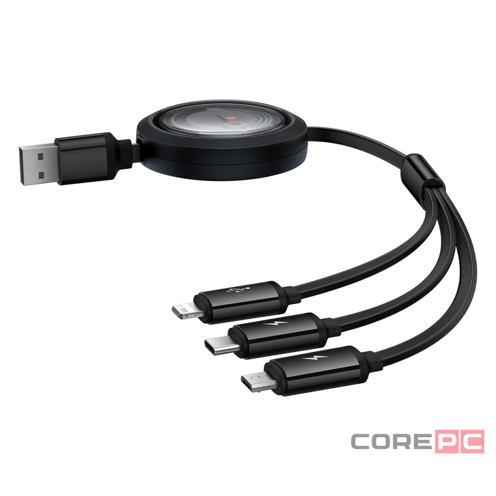 Кабель-зарядка Type-C Baseus Free2Draw 3в1 Micro/Lightning/Type-C 100W 1.1м (P10368700111-03) черный