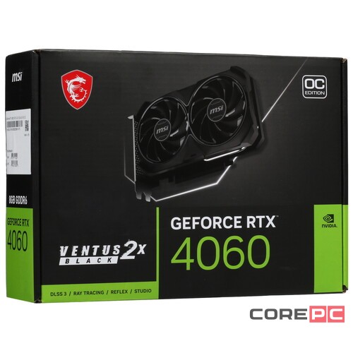 Видеокарта MSI (RTX 4060 VENTUS 2X BLACK) GeForce RTX 4060 8GB VENTUS 2X Black