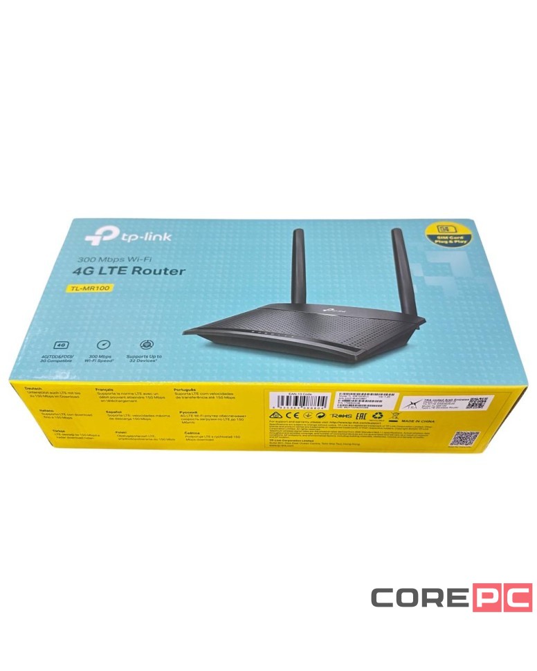Wi-Fi роутер Tp-Link TL-MR100 N300 10/100BASE-TX/4G cat.4 черный