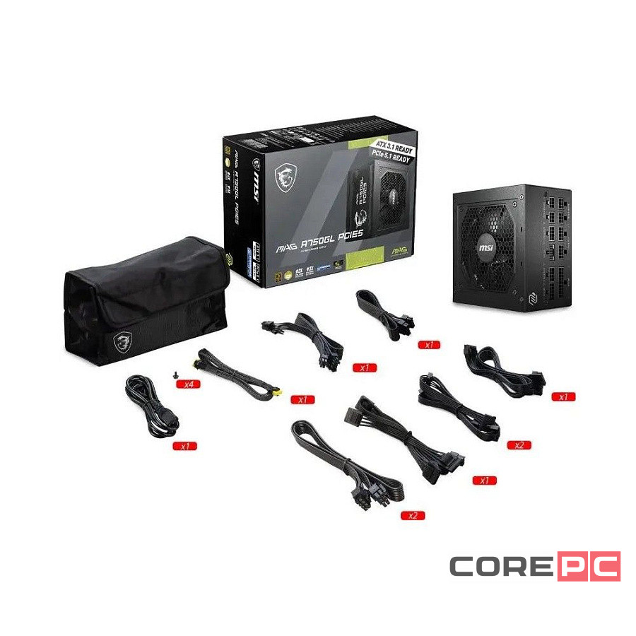 Блок питания MSI 750W MAG A750GL (306-7ZP8B11-CE0) 16 Pin (PCIe 5.1 Connector Cable Details)