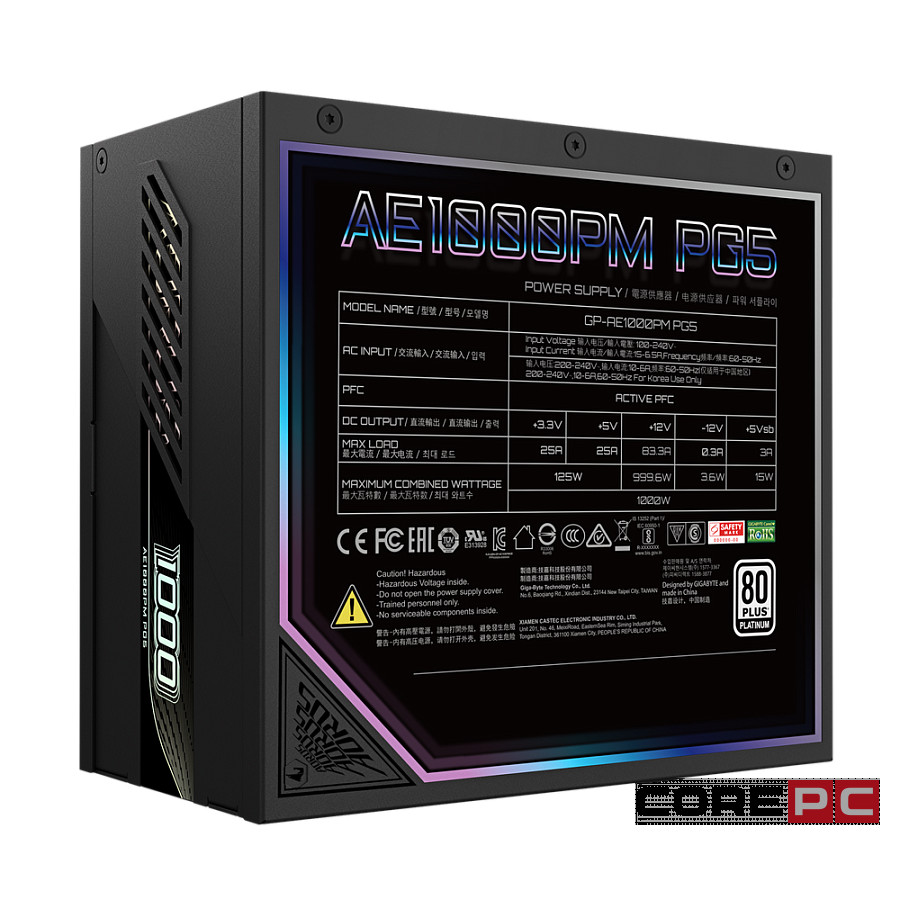 Блок питания Gigabyte 1000W AE1000PM (GP-AE1000PM PG5) 16 Pin (PCIe 5.0 Connector Cable Details)