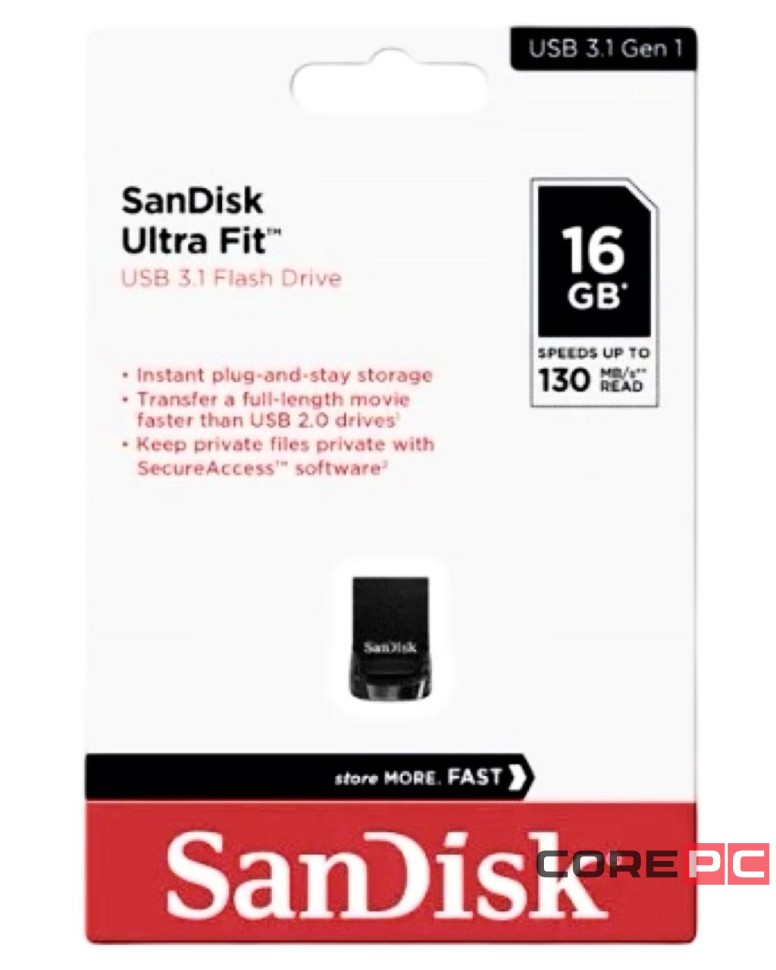 3.1 USB флеш накопитель SanDisk 16GB CZ430 Ultra Fit (SDCZ430-016G-G46) черный