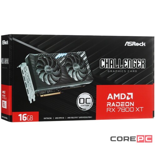 Видеокарта ASRock (RX7800XT CL 16GO) Radeon RX 7800 XT 16GB Challenger OC