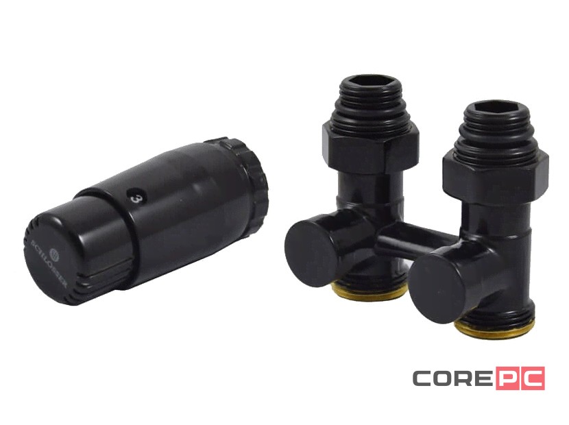 Комплект узла нижнего подкл SCHLOSSER прямой STANDARD 3/4quot; (Ral 9005) с термогол. М30х1,5, ниппеля 1/2quot;Х3/4quot;