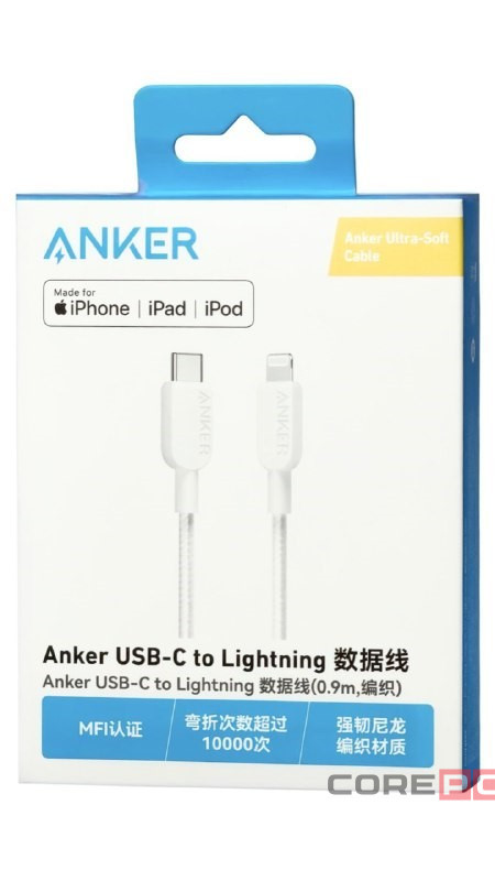 Usb Кабель-зарядка Type-C на Lightning Anker (A81A5P21) 0.9м белый