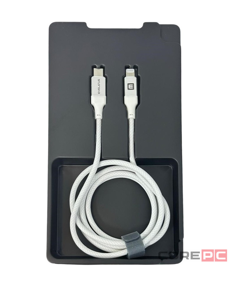 Usb Кабель-зарядка Type-C на Lightning Evelatus 60W 2м в тканевой оплетке белый
