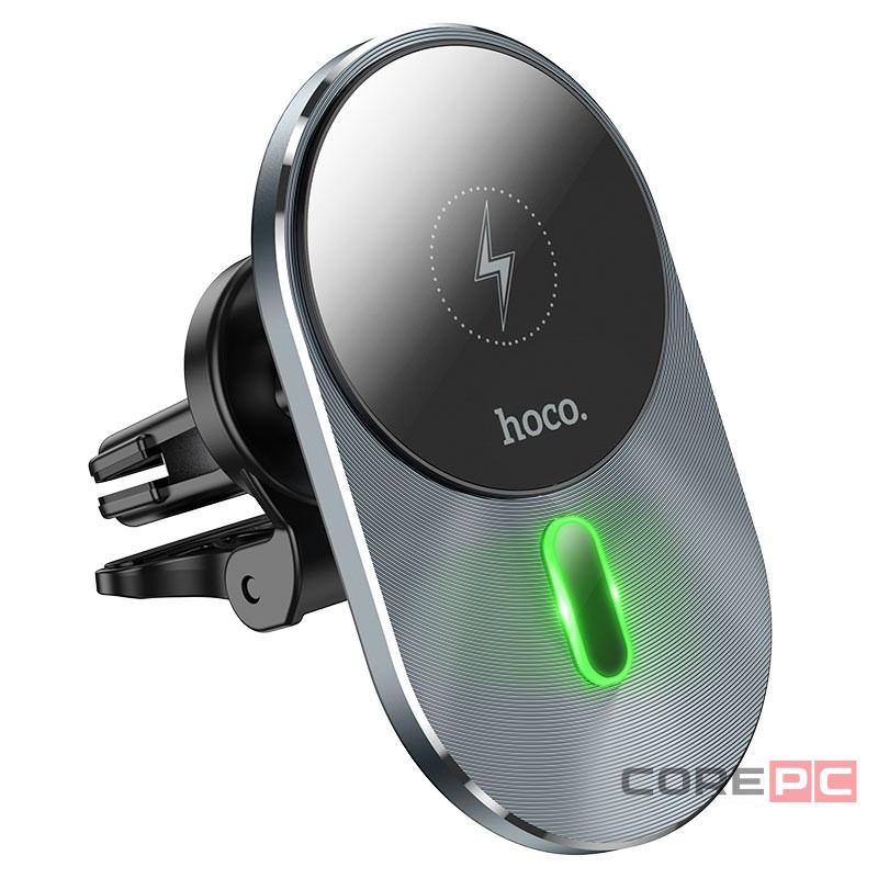 Держатель c беспроводной зарядкой в воздуховод Hoco CA91 (MagSafe) 15W магнитный черный
