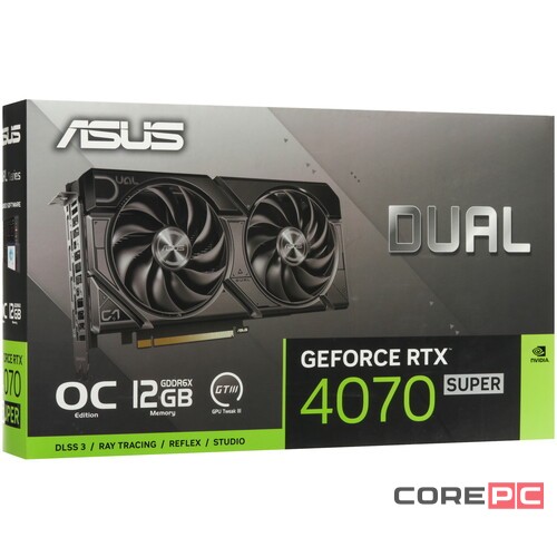 Видеокарта ASUS (DUAL-RTX4070S-O12G) GeForce RTX 4070 SUPER 12GB DUAL OC 90YV0K82-M0NA00