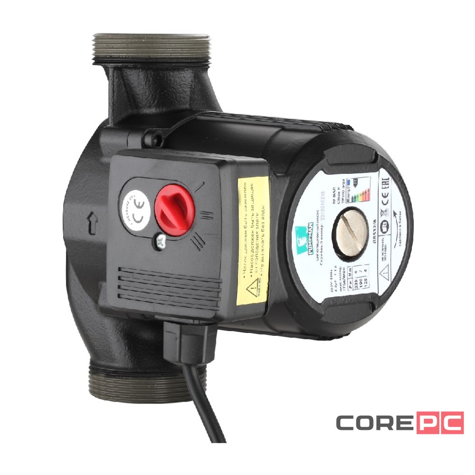 Насос PUMPMAN циркуляц. Pmax-225Вт, Hmax-8м, Qmax-150л/мин,180мм, гайки, кабель, арт. GRS25/8N