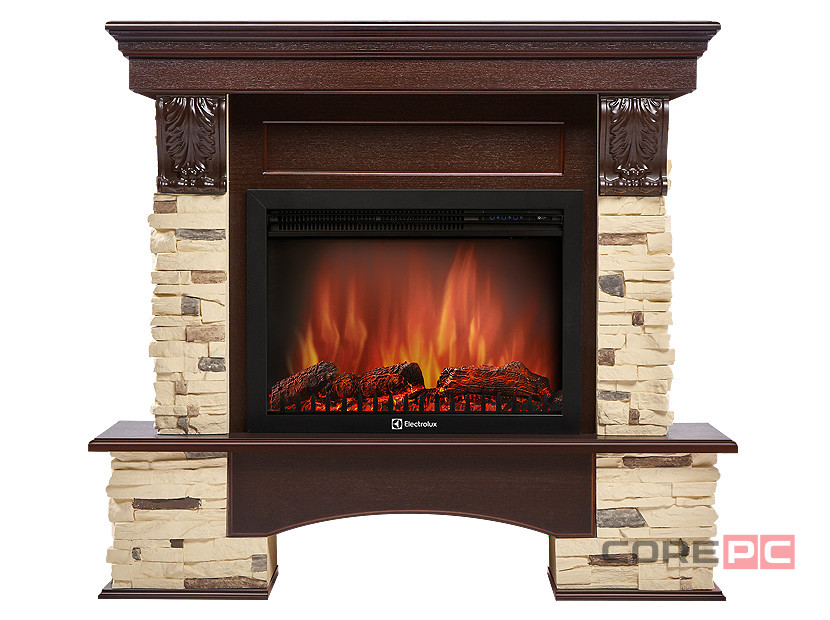 Портал Firelight Pietra 25S камень сланец натуральный, шпон темный дуб
