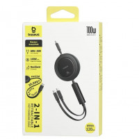 Кабель-зарядка 2в1 Type-C на 2Type-C Baseus Free2Pull Retractable 100W 1.2м (E0415504) чёрный