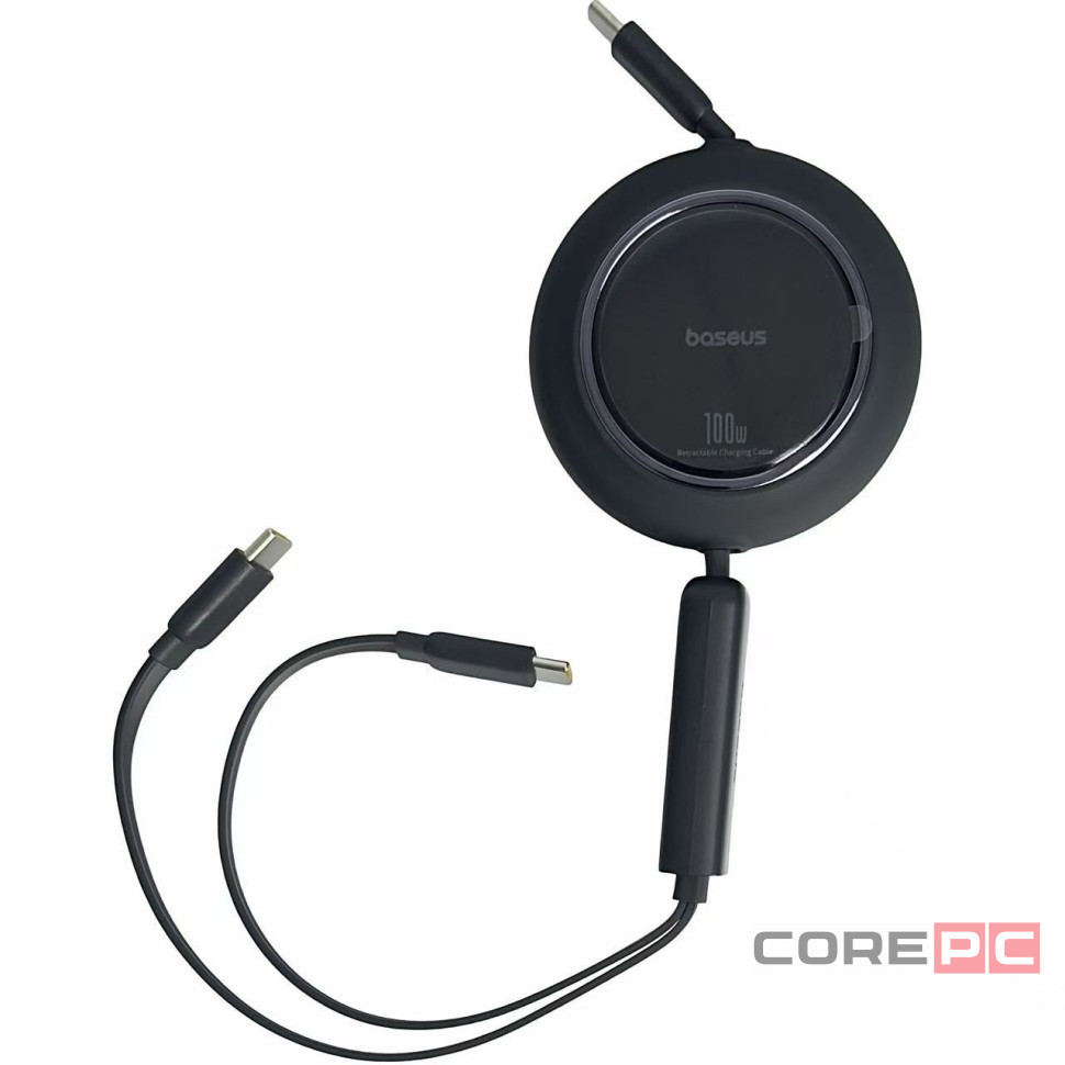 Кабель-зарядка 2в1 Type-C на 2Type-C Baseus Free2Pull Retractable 100W 1.2м (E0415504) чёрный
