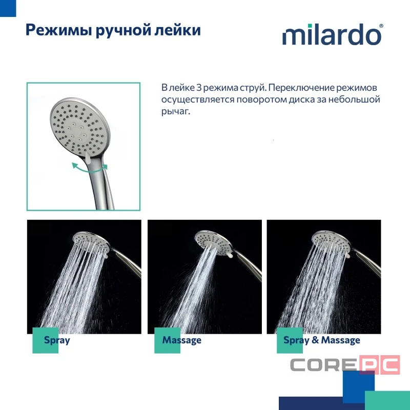 Душевая система Milardo 35к ENJSB3FM06 Энджой (Enjoy) лейка тропический душ, хром