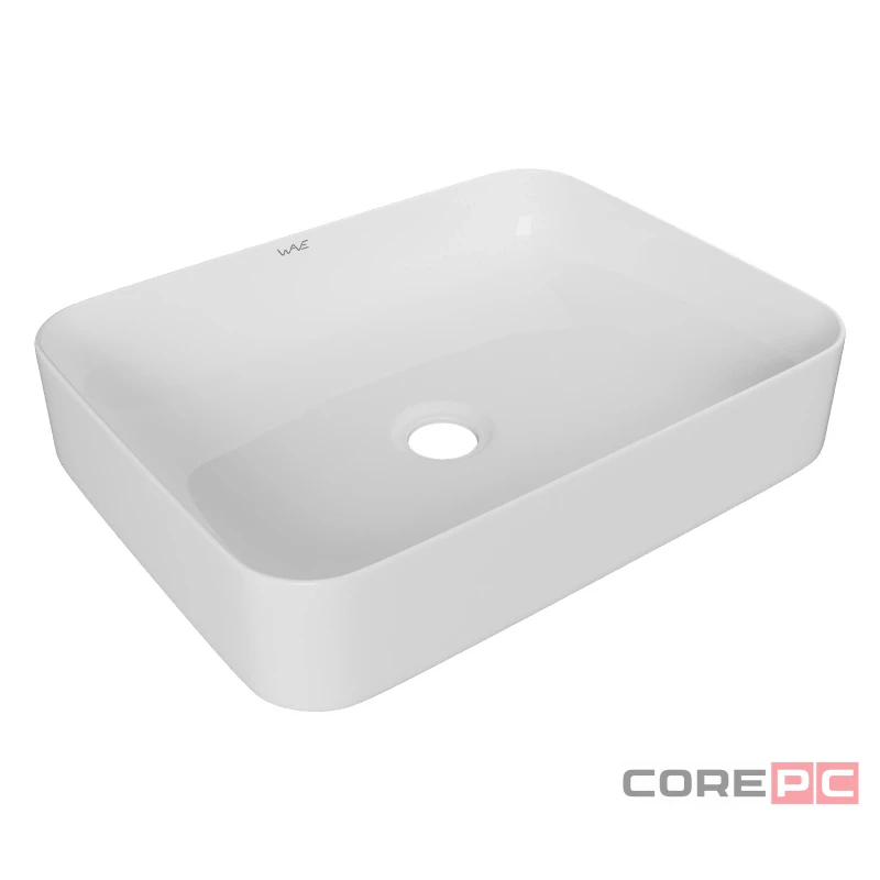 Раковина накладная на столешницу WAVE WAVE 552548, фарфор, прямоугольная, белый