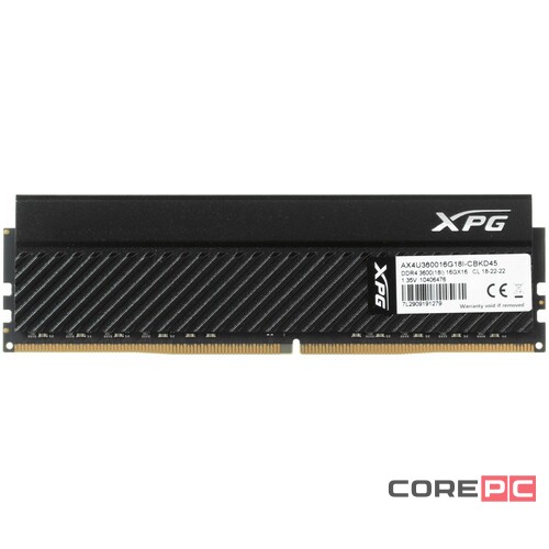 Оперативная память 16 Gb 3600 MHz ADATA GAMMIX Black (AX4U360016G18I-CBKD45G)