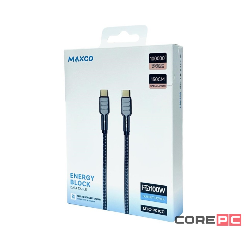 Usb Кабель-зарядка Type-C на Type-C Maxco MTC-P01CC 100W 1.5м черный