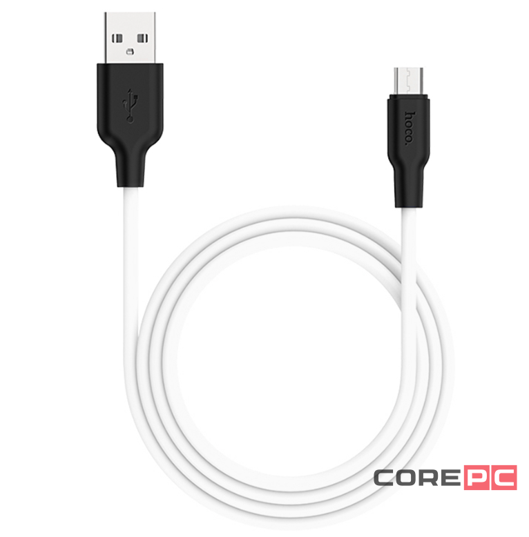 Usb Кабель-зарядка Micro Hoco X21 Plus 2.4A 2м мягкий силиконовый белый