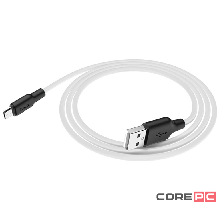 Usb Кабель-зарядка Micro Hoco X21 Plus 2.4A 2м мягкий силиконовый белый