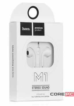 Проводная стерео-гарнитура Hoco M1 для Apple iPhone (вкладыши с микрофоном и пультом) (белый)