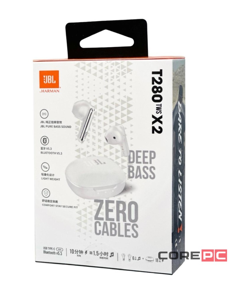 Беспроводные наушники TWS JBL T280 X2 серебристые