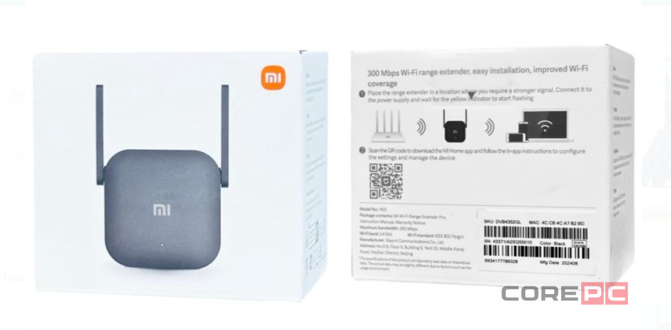 Усилитель Wi-Fi сигнала Xiaomi Mi Wi-Fi Range Extender R03 DVB4352GL Global чёрный