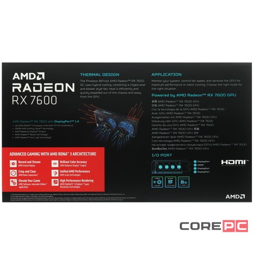 Видеокарта Acer (DP.Z36WW.P02) Radeon RX 7600 8GB Predator BiFrost OC