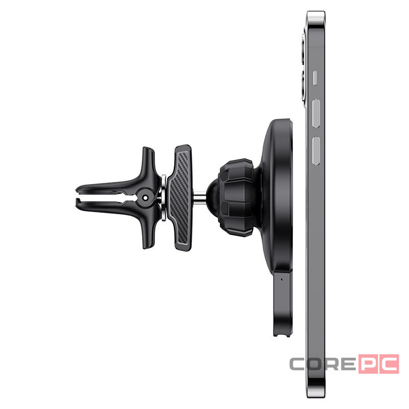 Держатель c беспроводной зарядкой в воздуховод Hoco CA85 15W магнитный черный