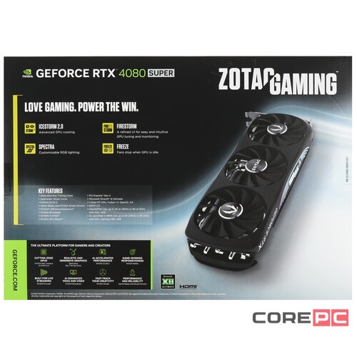 Видеокарта ZOTAC (ZT-D40820D-10P) GeForce RTX 4080 SUPER 16GB TRINITY BLACK ED