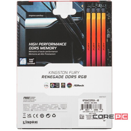 Оперативная память 48 Gb 6400 MHz Kingston FURY Renegade RGB XMP Silver/Black (KF564C32RSA-48)