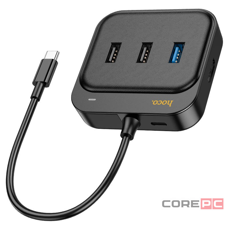 Кабель-переходник Hoco HB36 Type-C на HDMI/USB3.0/USB2.0/USB-C 0.2м черный