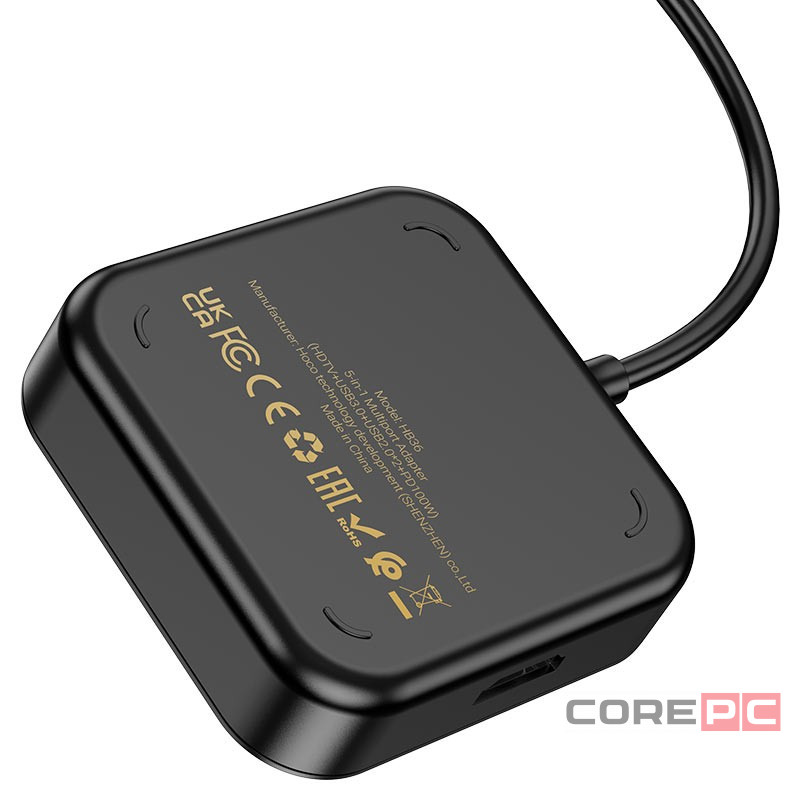 Кабель-переходник Hoco HB36 Type-C на HDMI/USB3.0/USB2.0/USB-C 0.2м черный