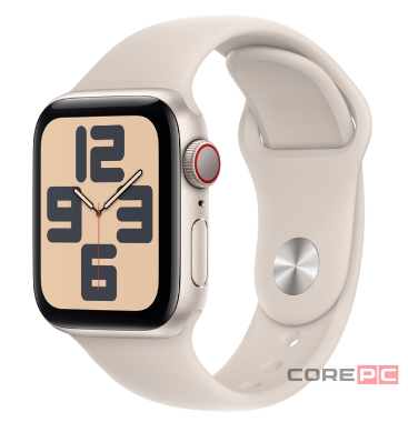 Apple Watch SE (2024) 44mm Starlight Aluminium Case with Starlight Sport Band (S/M)