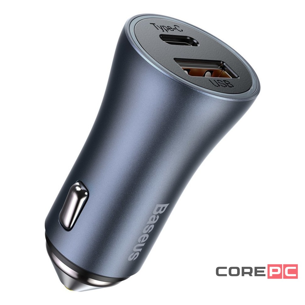 Автомобильное заряд. устр. Baseus Golden Contactor Pro 1USB+1C 40W CCJD-0G серое