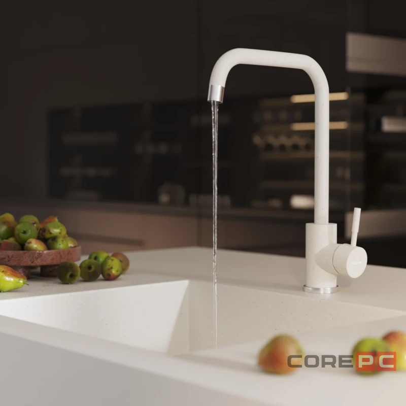 Смеситель для кухни MIXLINE МЛ-ГС12/ML-GS12 (331), рычажное управление, цвет белый