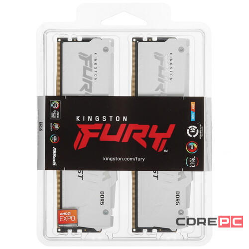 Оперативная память 32 Gb 6000 MHz Kingston FURY Beast RGB White (KF560C30BWEAK2-32)
