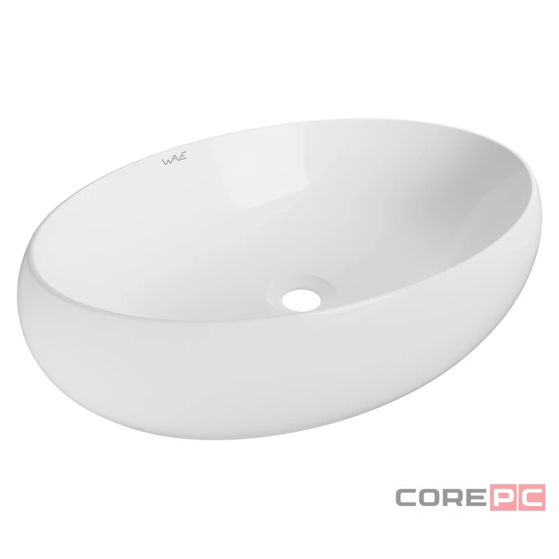 Раковина накладная на столешницу WAVE WAVE 552546, фарфор, овальная, белый
