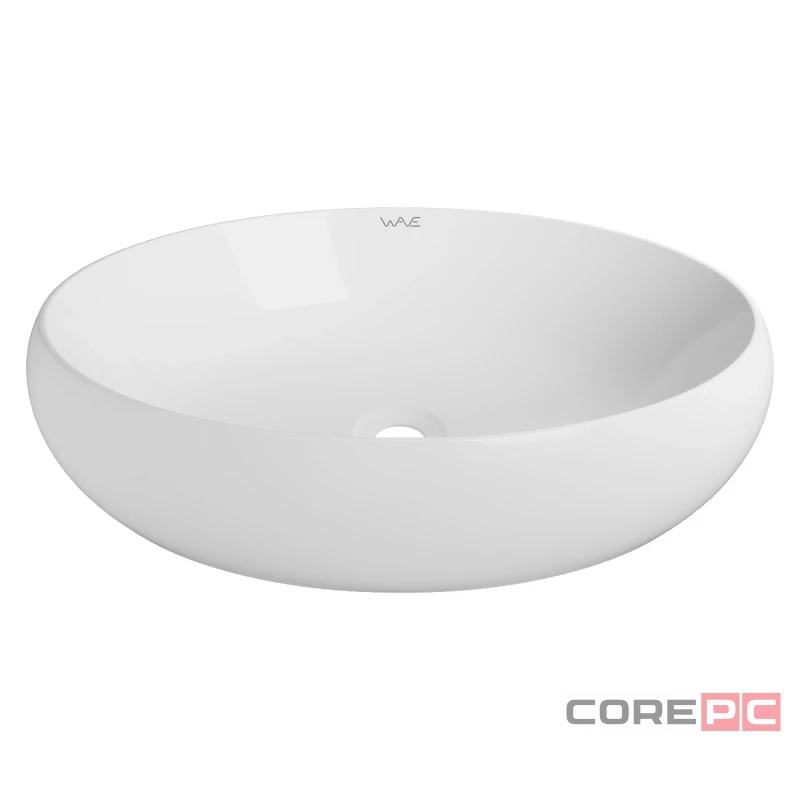 Раковина накладная на столешницу WAVE WAVE 552546, фарфор, овальная, белый