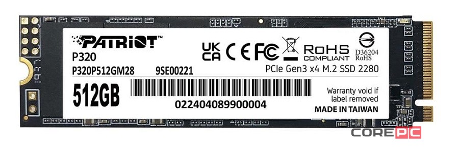 Твердотельный накопитель Patriot 512 Gb P320 (P320P512GM28)