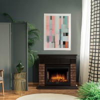 Каминокомплект:Очаг Electrolux EFP/P-3320RLS, портал Bricks Wood 30 камень темный, шпон венге