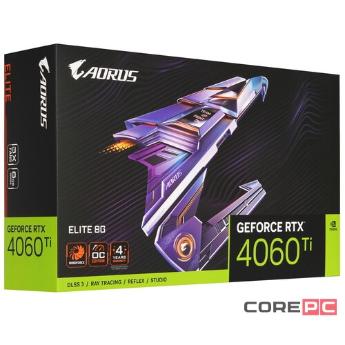 Видеокарта Gigabyte (GV-N406TAORUS E-8GD) GeForce RTX 4060 Ti 8GB AORUS ELITE