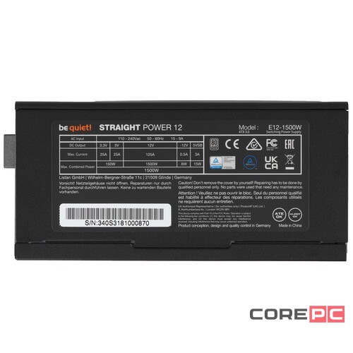 Блок питания Be Quiet! 1500W STRAIGHT POWER 12 BN340 16 Pin (PCIe 5.0 Connector Cable Details)