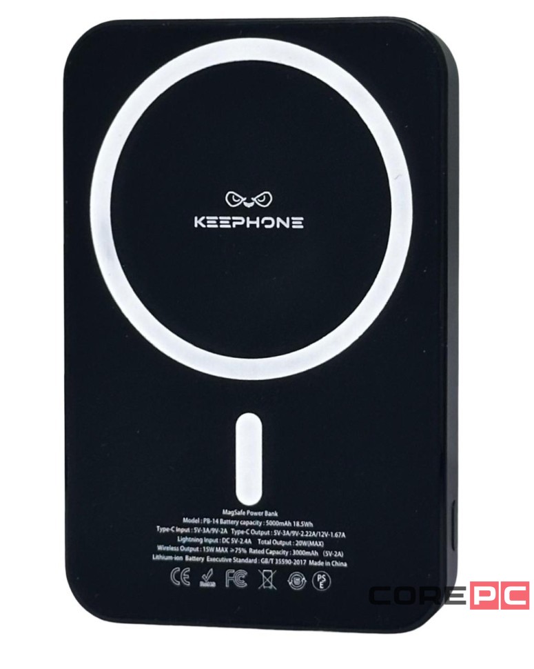 Powerbank с беспроводной зарядкой Keephone PB-14 5000mAh 1C 20W PB-14BK черный