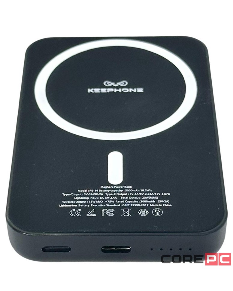 Powerbank с беспроводной зарядкой Keephone PB-14 5000mAh 1C 20W PB-14BK черный