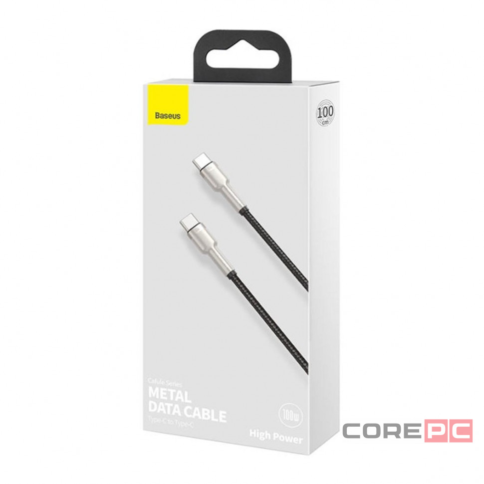 Кабель-зарядка Type-C на Type-C Baseus Cafule Metal 100W 2м CATJK-D01 чёрный
