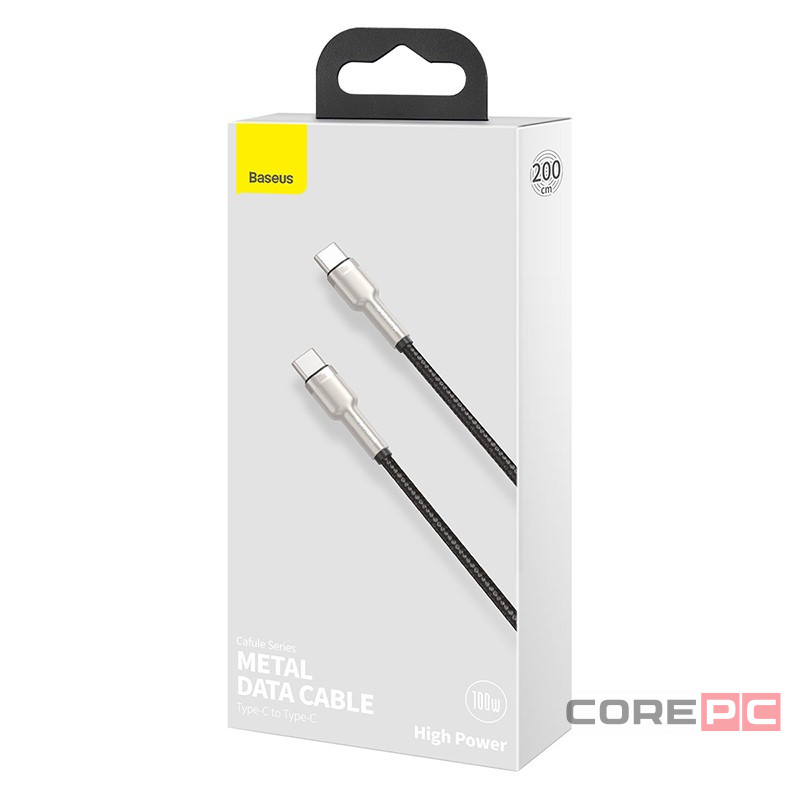 Кабель-зарядка Type-C на Type-C Baseus Cafule Metal 100W 2м CATJK-D01 чёрный