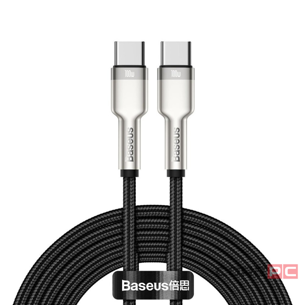 Кабель-зарядка Type-C на Type-C Baseus Cafule Metal 100W 2м CATJK-D01 чёрный